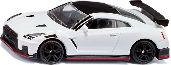 Siku Nissan GT-R Nismo speelgoedauto metaal/kunststof zwart/wit met rubberen banden en achtervleugel van Siku