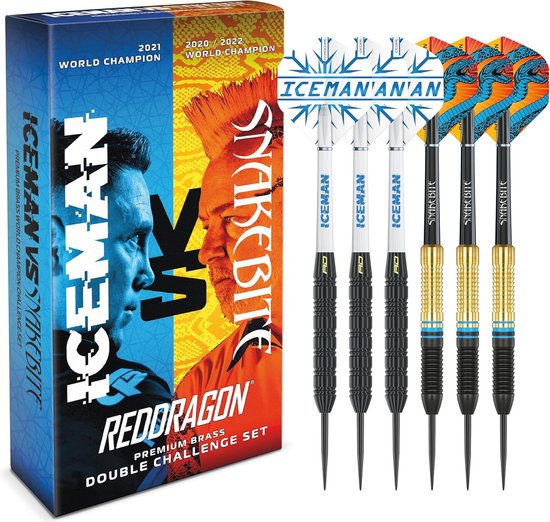 Snakebite vs Iceman Darts Set - Professionele Steel Tip Darts met Flights en Schachten van Red Dragon