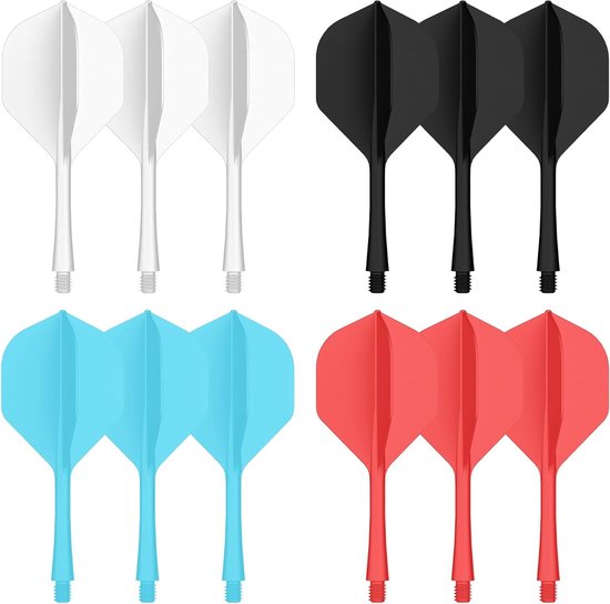 SnelShoppen - Dart Flights en Shafts 12-Pack - Geïntegreerde Dart Vleugels en Stelen met 2BA Draad - Duurzaam Materiaal en Precisie voor Feest en Comp van Snelshoppen