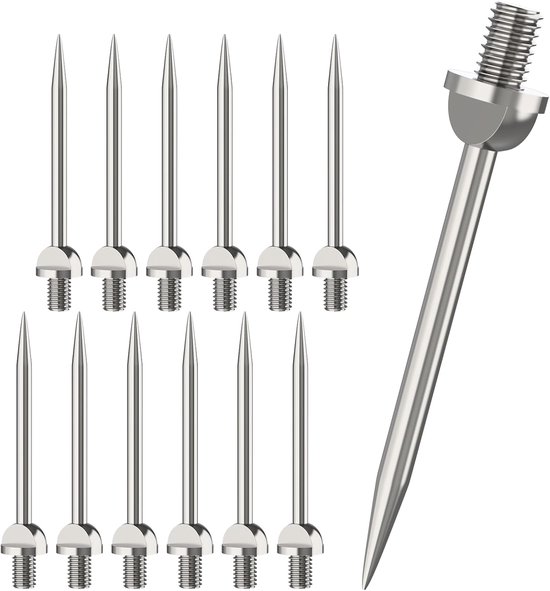 SnelShoppen - Dartpijlen Metaal Punt Zilver 12 Stuks Stalen Dartpunten - Precisie en Universele Pasvorm voor Soft Darts - Upgrade Je Dartspel