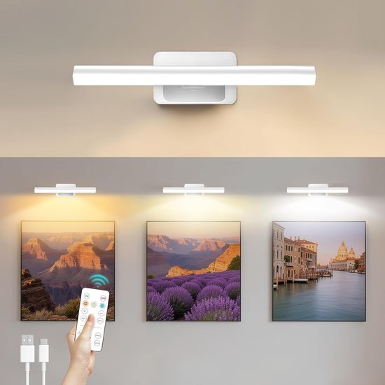 SnelShoppen - Dimbare Wandfotoverlichting met Afstandsbediening - 3 Kleurtemperaturen - Draadloze Dartbordverlichting - Ideaal voor Schilderijen, Slaa