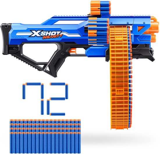 SnelShoppen - XSHOT Insanity Mad Mega Barrel met 72 Dartpijlen, Roterend Vat, Air Pocket Technology, Outdoor Speelgoed voor Kinderen, Tieners, Feest e