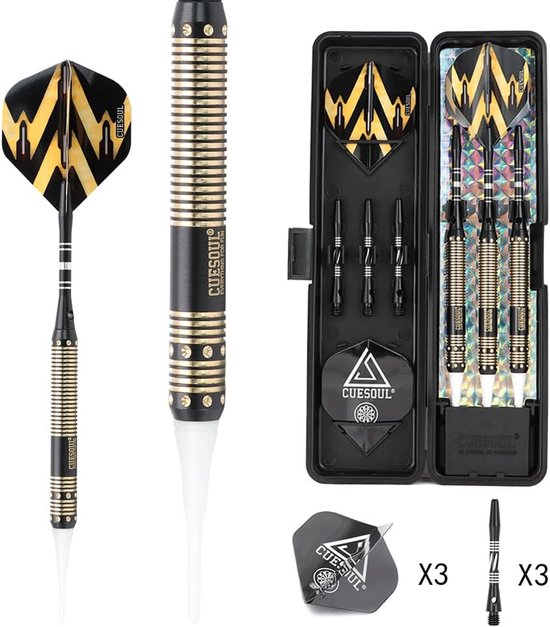 Soft Tip Darts Set 16g voor Elektronische Dartborden - Inclusief 6 Assorti Shafts, Flights en Slanke Opberghoes van Merkloos
