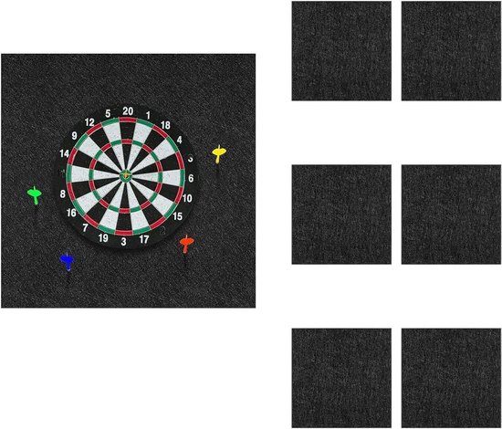 Solidchoice - Vilten Dartbord Muurbescherming, Set van 6 Stuks, Zwart van Solidchoice