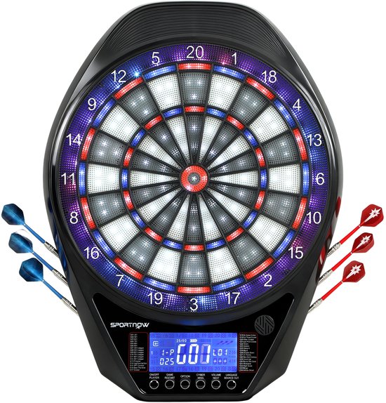SPORTNOW-Elektronisch Dartbord-PP-60,5x45,5x3,6cm-Zwart van Merkloos