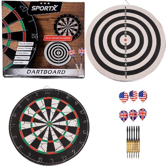 SportX Dartbord 45 cm met 6 Darts van SportX