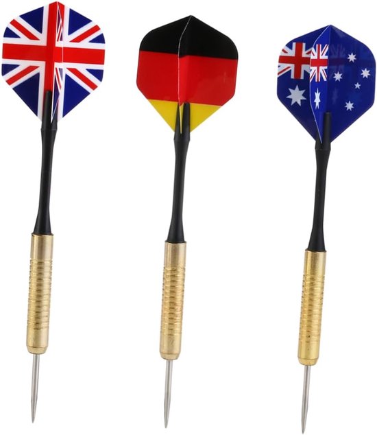 Stalen Darts - Dartpijlen Set - Wedstrijd Darten - Nationale Vlag Flights - 16 Gram - Meerdere Kleuren
