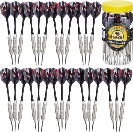 Stalen tip dartpijlen - opberg-/reiscontainer - 19 gram - Pack van 27 - Darts met stalen punt van IgnatGames