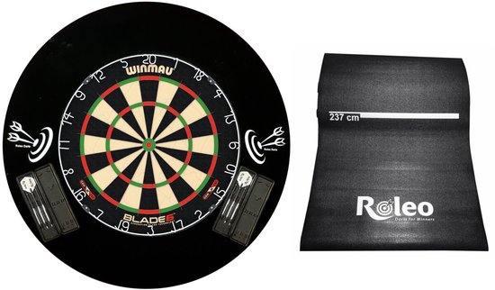 Steeldart Professioneel Set Bord Blade 6 + 2 Sets Pijlen + Catchring + Dartmat