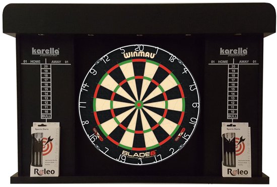 Steeldart Set Winmau Blade 6 + Kast + 2 Sets Roleo Dartpijlen van Winmau