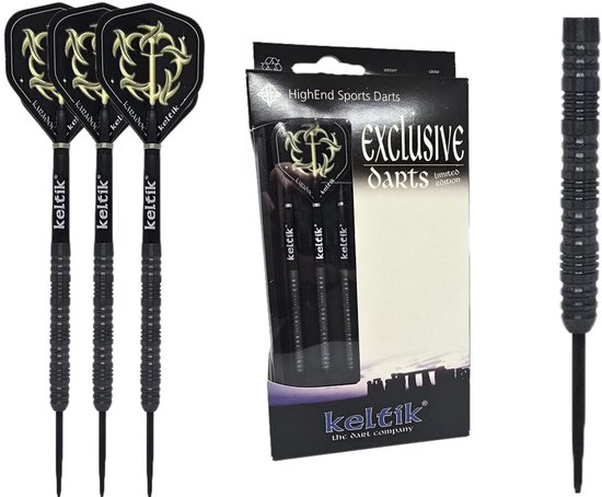 Steeldart stalen dartpijlen Keltik Corvin 22 g Black â€“ 90% wolfraam
