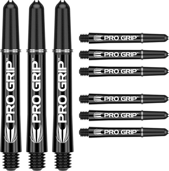 Target Darts Pro Grip Shafts - Set van 9 | Zwart, Kort (34mm) | Dart Stengels, Professionele Dart Accessoires, 2BA Shaft Multipack met Ringen van Target Darts