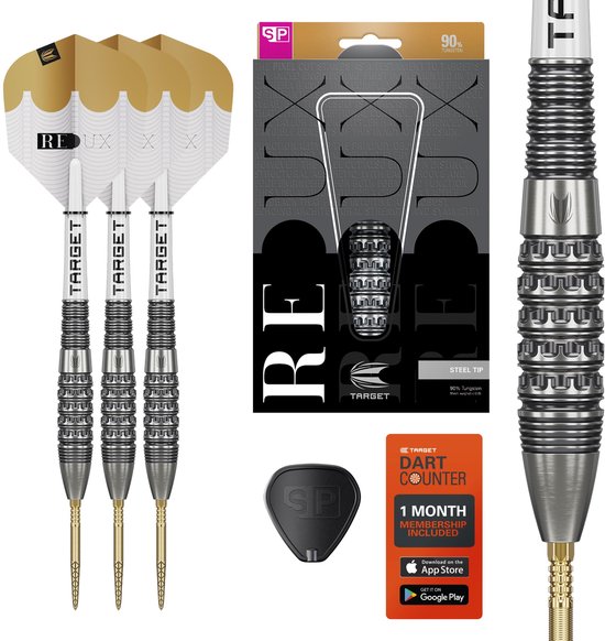 Target Darts Redux 90% Tungsten Swiss Point Steel Tip Dartset 25G Barrel 02 met Pro Grip TAG Shafts en Pro Ultra Flights - Torpedo Vorm met Diamantvormige Grip van Merkloos