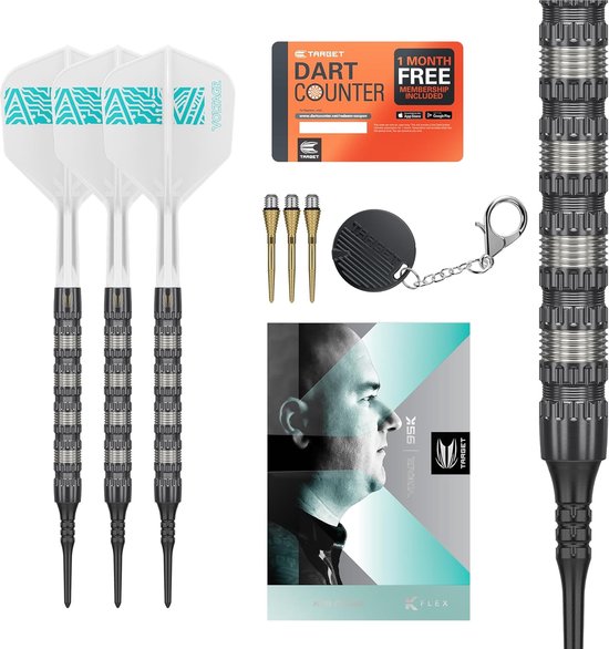 TARGET Darts Rob Cross 95K Soft Tip 95% Tungsten Dart Set, 18G | Voltage Player-Edition Dart Set met Pixel Tips, K-Flex Flights, Elektronische dartsset met zachte punten van Target