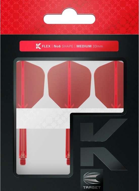 Target K-Flex Red NO6 - Dart Flights - Short van Target