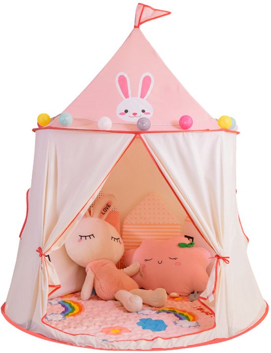 Tent voor peuters - Draagbare pop-up tent - Kegelvormige tent - Tent in prinsessen-/prinsenkasteelstijl - Speelhuisje voor binnen en buiten - Verjaardagscadeau voor jongens en meisjes - 116*116*130 cm - Stijl 2 van Monzana