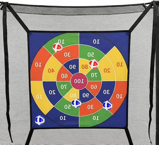 Trampoline Dartbord - Hechtbal Spel - Actief Spelen - Duurzame Hechtlaag - 74 x 74 cm - Dartset