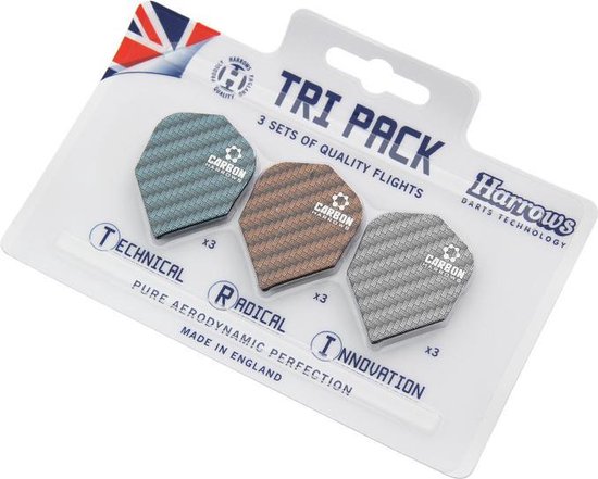 TRI PACK CARBON - 3 sets flights van Merkloos