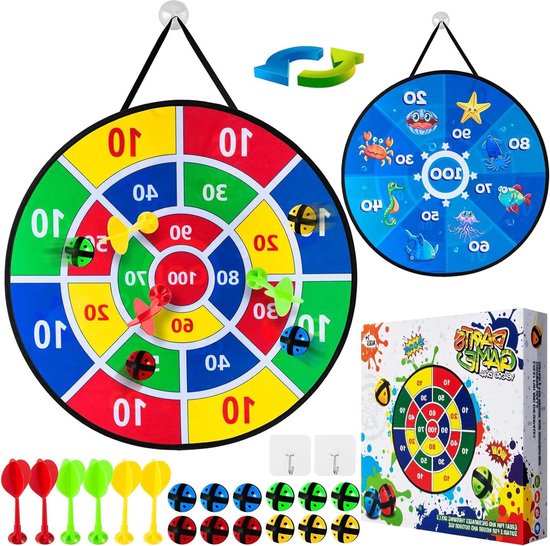 Tuinspeelgoed outdoor - Dartbord voor kinderen - Feestspellen binnen en buiten - 56 cm groot - Cadeaus voor jongens en meisjes - Leeftijd 5-11 jaar Dartbord van Qualtex