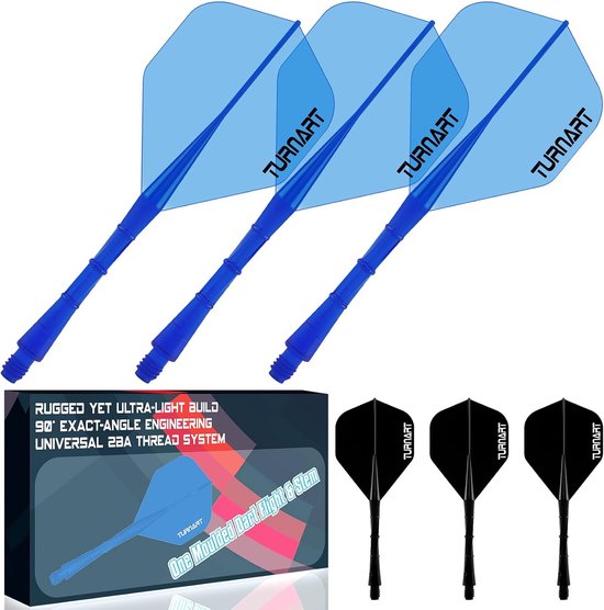 Turnart Darts Integrated Dart Flights and Shafts 2BA No.2 Shape and Medium Design One Moulded Dart Flight for All Dart - ShopVlot