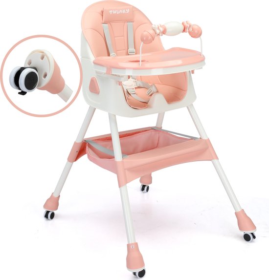 Twinky® Kinderstoel MAXI – 3-in-1 Kinderwagen Set – Roze – Inklapbare Eetstoel & Baby Wagentje en Babystoel Voor Aan Tafel – Kinderzetel, Peuterstoeltje en Meegroeistoel in 1 van Twinky