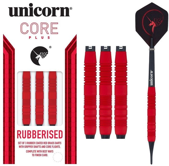 Unicorn Core Plus Rubberised Red - Soft Tip Darts