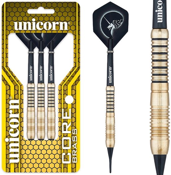Unicorn Core Shape 2 Brass Soft Tip - Gold - Dartpijlen 16 Gram van Unicorn