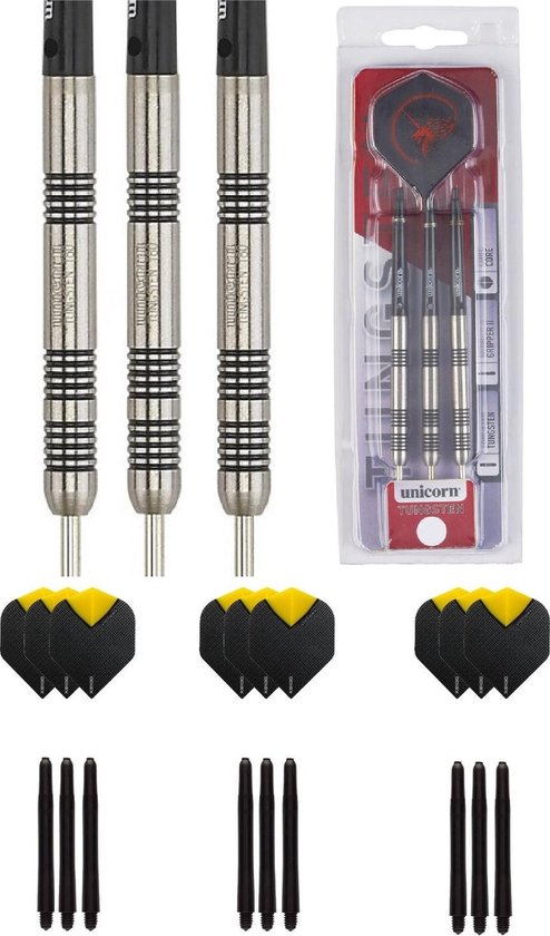 Unicorn Core Tungsten 21 gram dartpijlen met extra 9 extra - dartshaft - en 9 extra - dartflights van Unicorn