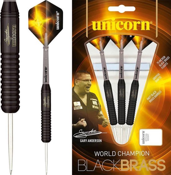 Unicorn Gary Anderson World Champion Black Brass P2 - Dartpijlen van Merkloos