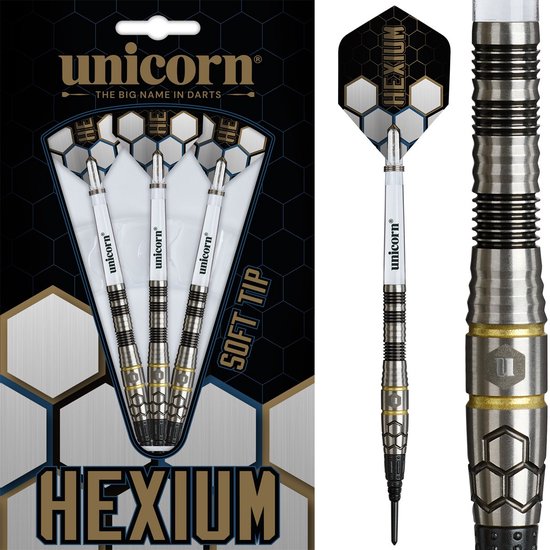 Unicorn Hexium 1 Black Gold 90% - Soft Tip Darts van Unicorn