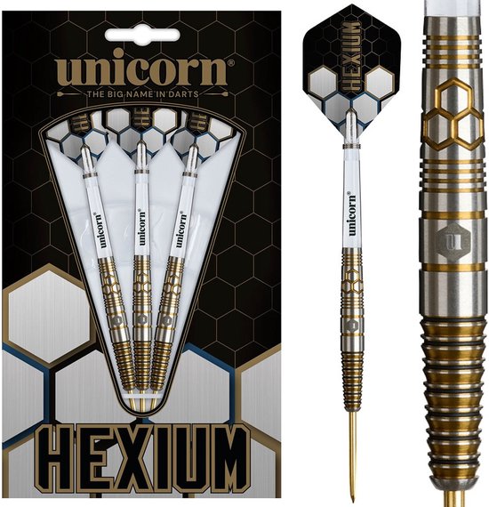 Unicorn Hexium 3 Gold Black 90% - Dartpijlen van Merkloos