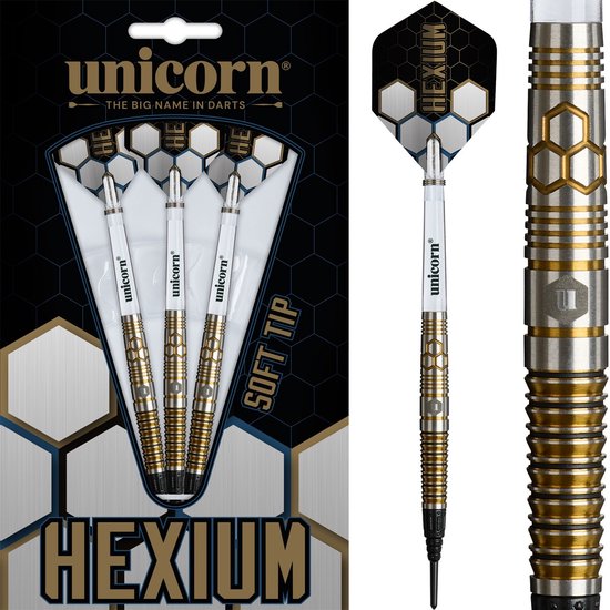 Unicorn Hexium 3 Gold Black 90% - Soft Tip Darts van Unicorn