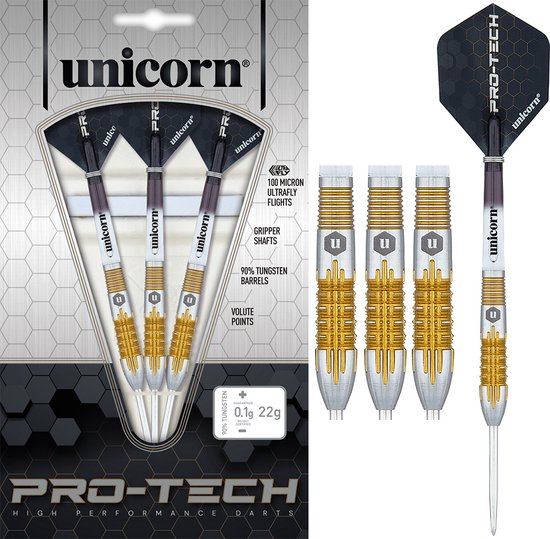 Unicorn Pro-Tech 1 90% 22 gram Steeltip Dartpijlen van Unicorn