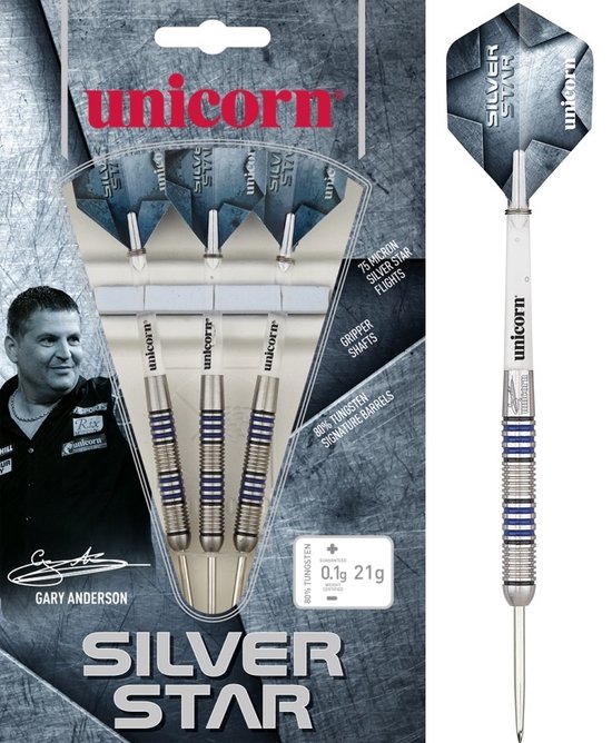 Unicorn Silverstar Gary Anderson P4 80% - Dartpijlen - 23 Gram van Unicorn