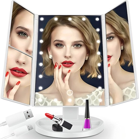 Verlichte Make-up Spiegel met Draaibaar Design en Vergroting – 3x en 5x van VER