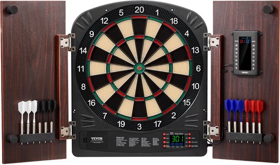 VEVOR Dartkastenset Dartbord 34,3cm Compleet Toebehoren Elektronische Party van Merkloos