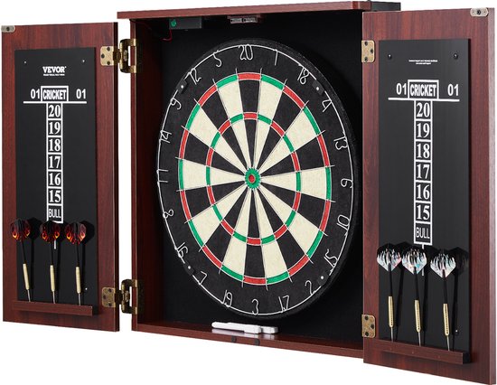 VEVOR dartkastenset officieel formaat dartbord MDF darts 45x3,8cm LED van Merkloos