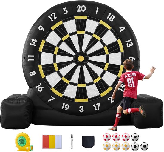 VEVOR Opblaasbaar Voetbal Dartbord 3,05 M met 9 Kickballs Dartbordspel