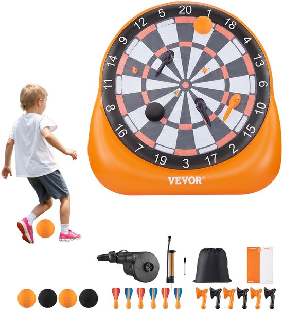VEVOR Opblaasbaar Voetbaldartbord met 4 Kickballs en 6 Darts, 200x140x200cm