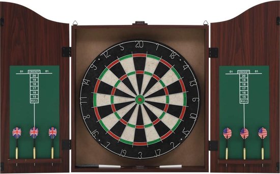 vidaXL - Dartbord - professioneel - met - kast - en - 6 - darts - sisal van vidaXL
