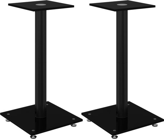 vidaXL - Luidsprekerstandaards - 2 - st - 1 - pijler - gehard - glas - zwart van vidaXL
