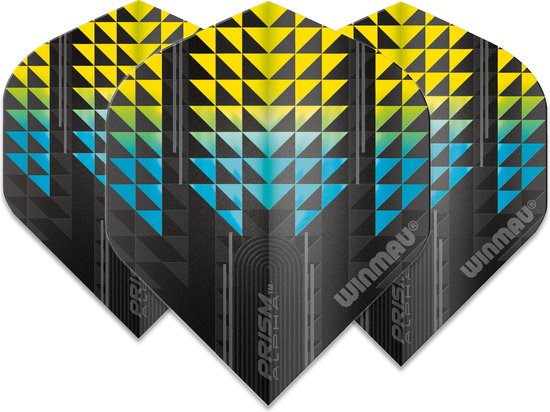 WINAMU - Prism Alpha Zwart en Geel Dartvluchten - 1 set per pakket (3 dartvluchten in totaal) van WINAMU