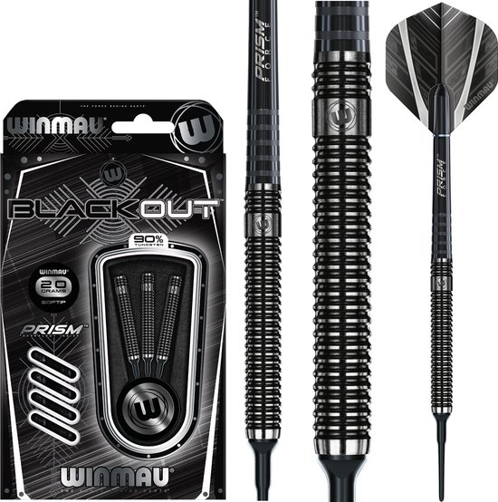 WINMAU - Blackout: Softip Tungsten Dartpijlen Professioneel - 16 gram vat/18 gram totaal gewicht van Winmau