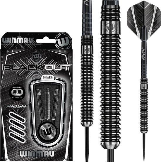 WINMAU - Blackout: Steeltip Tungsten Dartpijlen Professioneel - 28g van Winmau