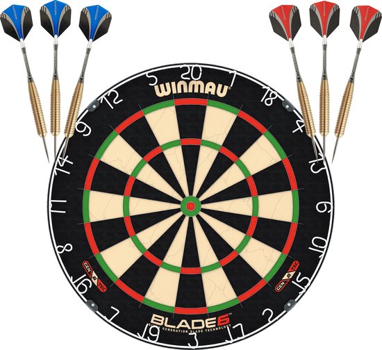 Winmau Blade 6 Dartbord + 2 sets ABCDarts Sniper Darts - Dartset met 6 Dartpijlen van Winmau