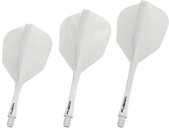 WINMAU Darts Fusion Integrated Flight & Shaft System - No.6 Shape & Design - White Colour, Intermediate Length van Merkloos