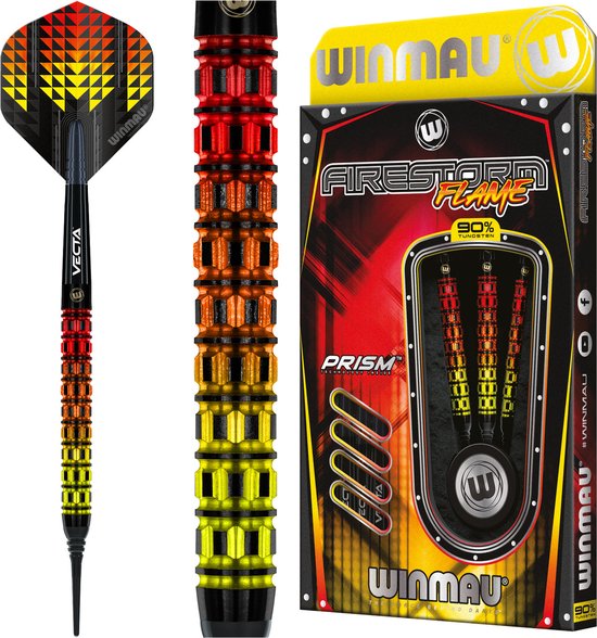 WINMAU - Firestorm Flame (Parallel): Softip Tungsten Steel Dartpijlen Professioneel - 18 gram vat, 20 gram totaal gewicht van Winmau