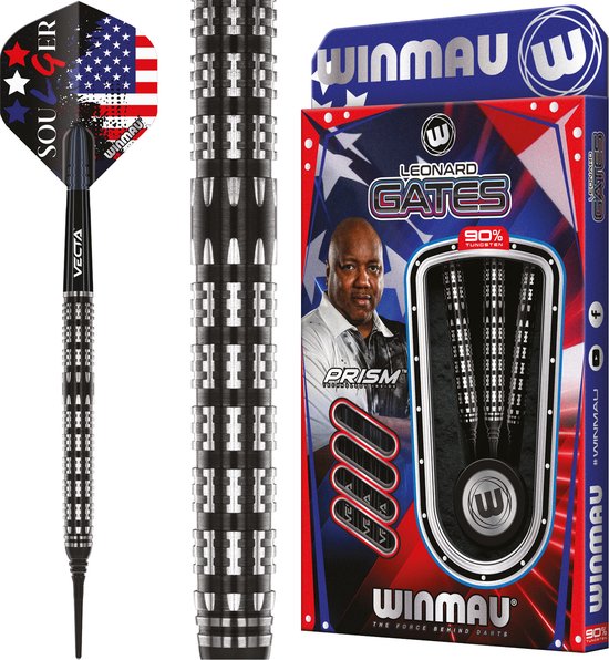 WINMAU - Leonard Gates: Softip Tungsten Steel Dartpijlen Professioneel - 18 gram vat, 20 gram totaal gewicht van Winmau
