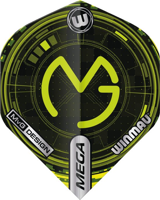 WINMAU - Mega Standard Michael Van Gerwen MvG Logo Tech Groen Standard Dartvluchten - 1 set per pakket (3 vluchten in totaal) van Winmau