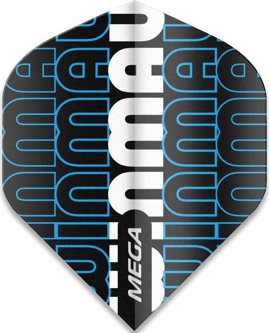 WINMAU - Mega Standard Winmau Logo Zwart en Blauw Dartvluchten -1 set per pakket van elke flight (3 Dartvluchten in totaal) van Winmau
